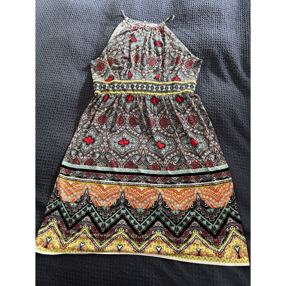 London Times Women’s Multicolor Keyhole Halter Dress Size 14